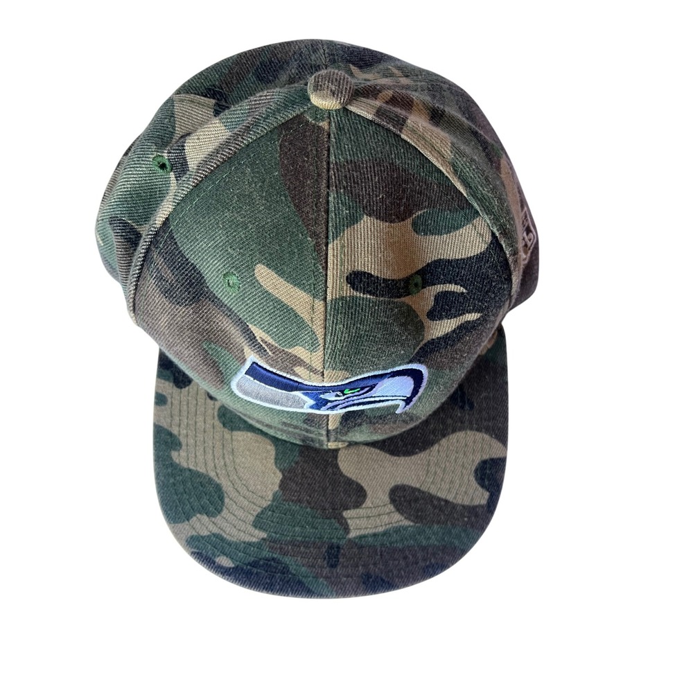 Headlines Seattle Seahawks NFL Camo Snapback Hat Flat Bill Green Camouflage Cap